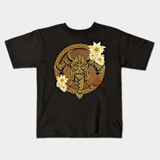 The fearless viking with Helmet with horns. Kids T-Shirt